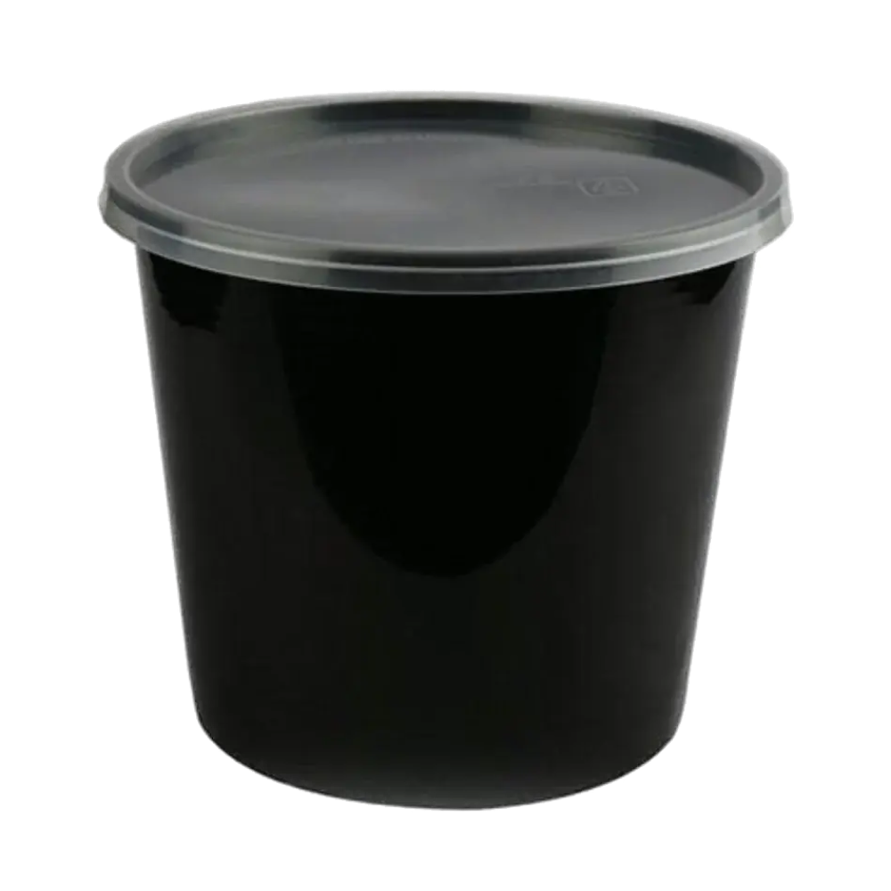 Khushi - Black Round Container with Lid, 2500 ml (Pack of 50)