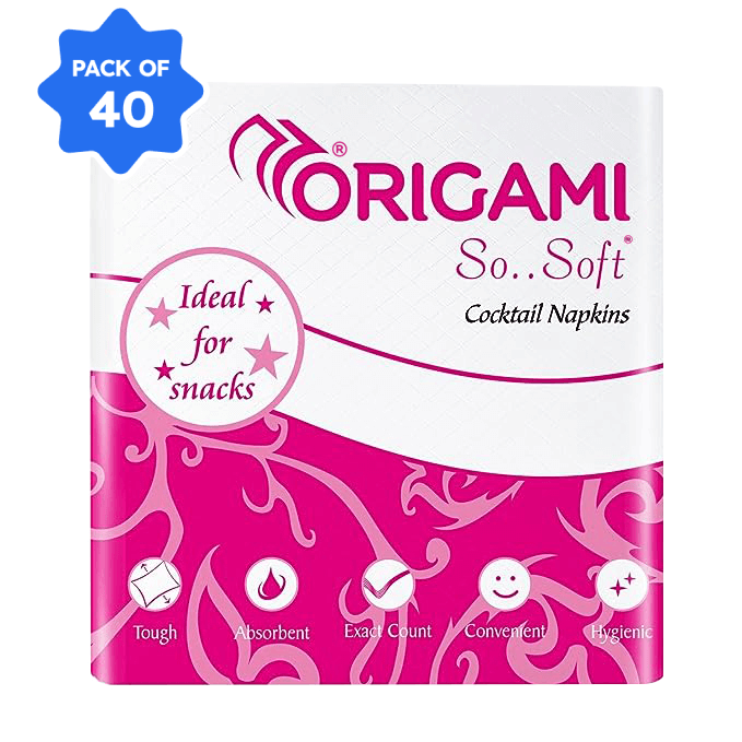 Origami - Paper Tissue, 22 x 22 cm, 1 Ply, 100 Pulls Guaranteed (Pack of 40)