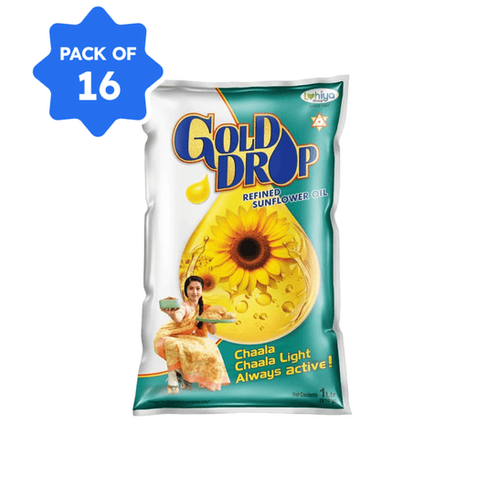 Gold Drop - Refined Sunflower Oil - 1L Pouch (Pack of 16)