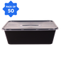 Bhagwati - Rectangle Container 14-750 ml, Black with Lid (Pack of 50)
