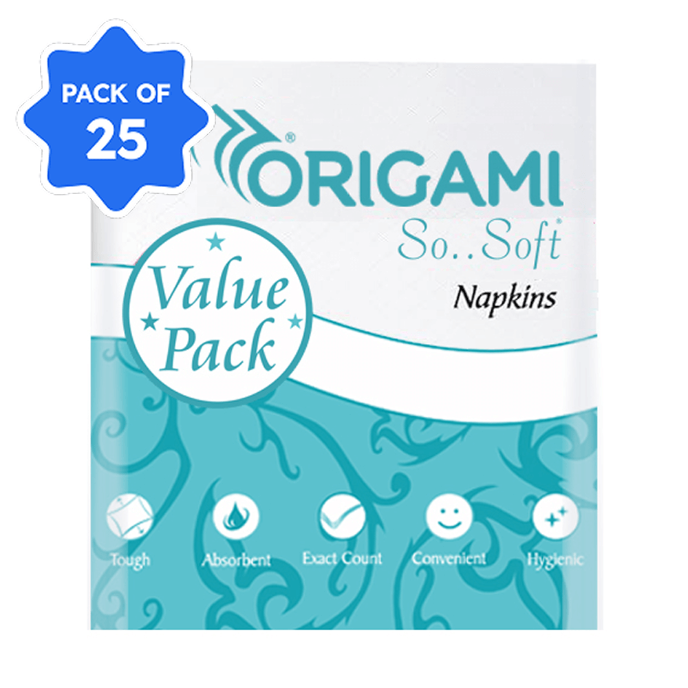 Origami - Paper Tissue, 27 x 30 cm, 1 Ply, 100 Pulls Guaranteed (Pack of 25)