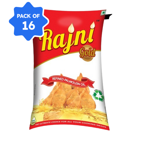Rajni Gold - Refined Palmolein Oil - 800 gm Pouch - (Pack of 16)