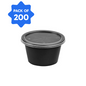 Bhagwati - Rounf Container 00-50 ml Black with Lid (Pack of 200)