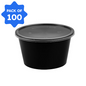 Bhagwati - Rounf Container 01-100 ml Black with Lid (Pack of 100)